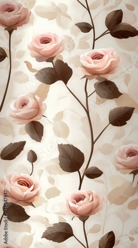 Background design featuring elegant roses and soft hues for creative projects with a touch of floral charm and natural elegance