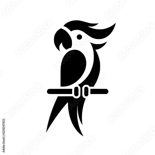 Elegant Black and White Parrot Logo Design: A Tropical Bird Icon