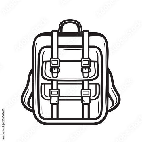 School Bag Flat Black and White icon Design Minimal on white background