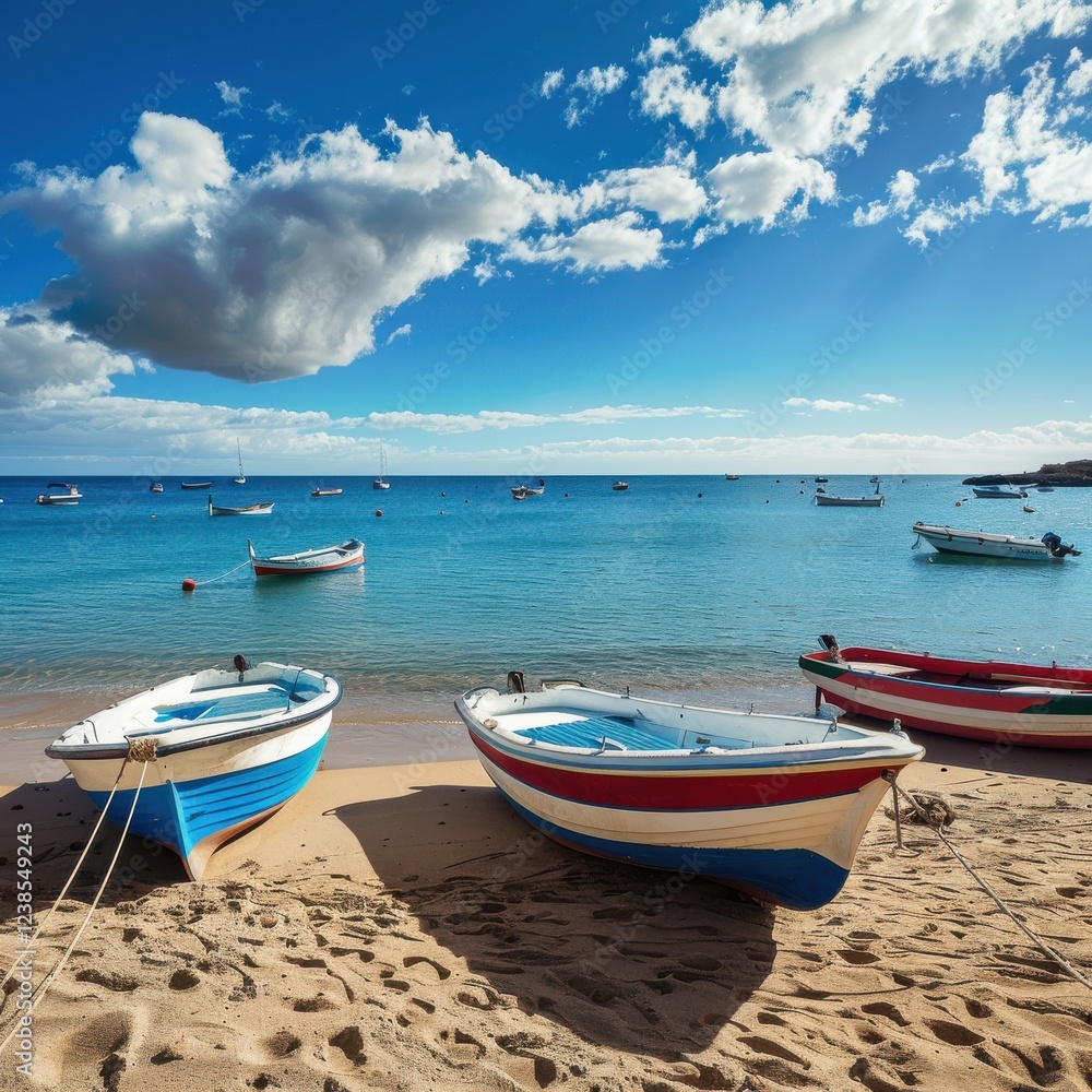 Boats Anchored at La Caleta Beach Boats Anchored at La Caleta Beach