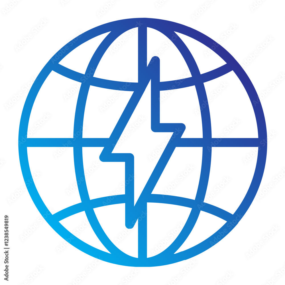 Earth Electricity Renewable energy Line Gradient Icon Earth Electricity Renewable energy Line Gradient Icon