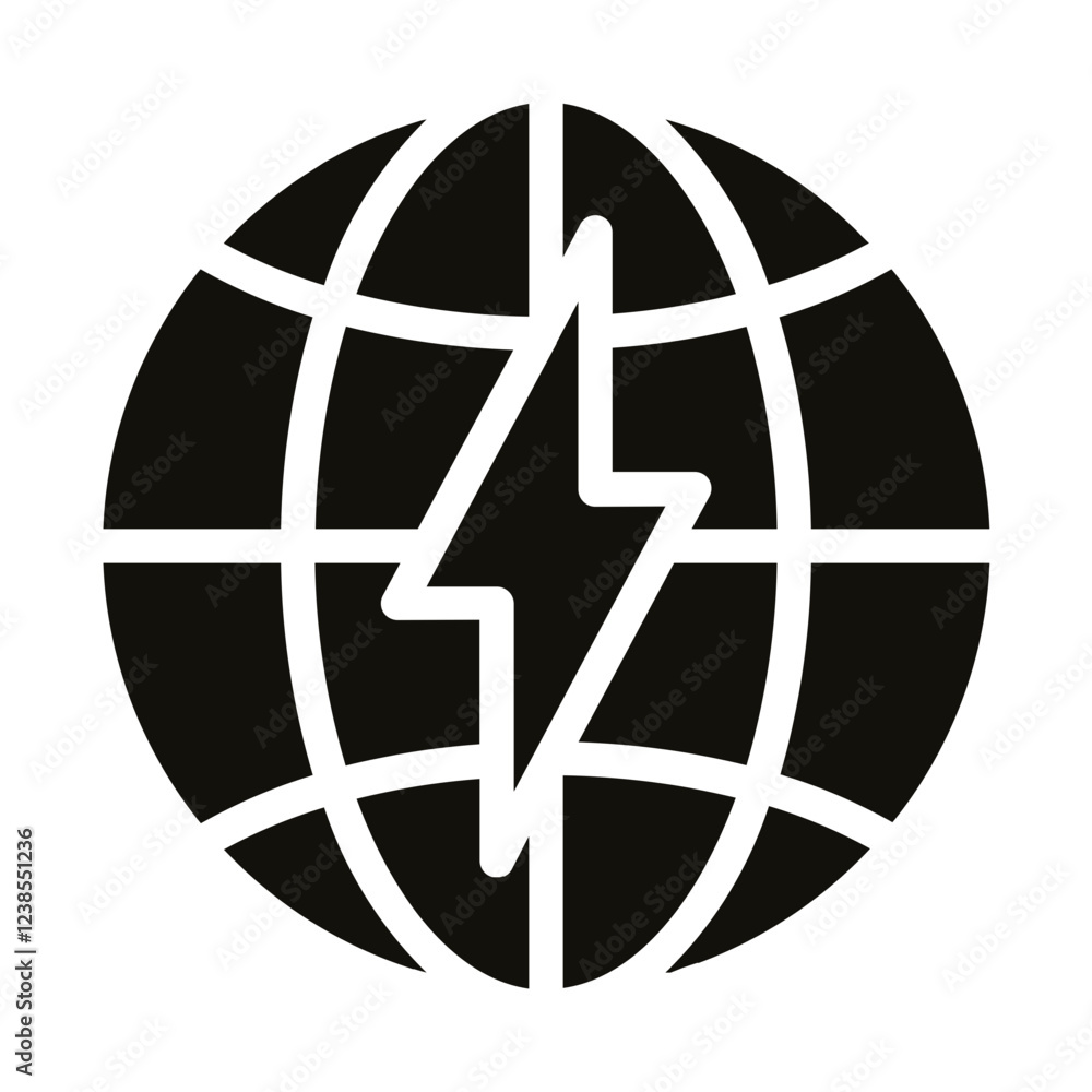 Earth Electricity Renewable energy Solid icon Earth Electricity Renewable energy Solid icon