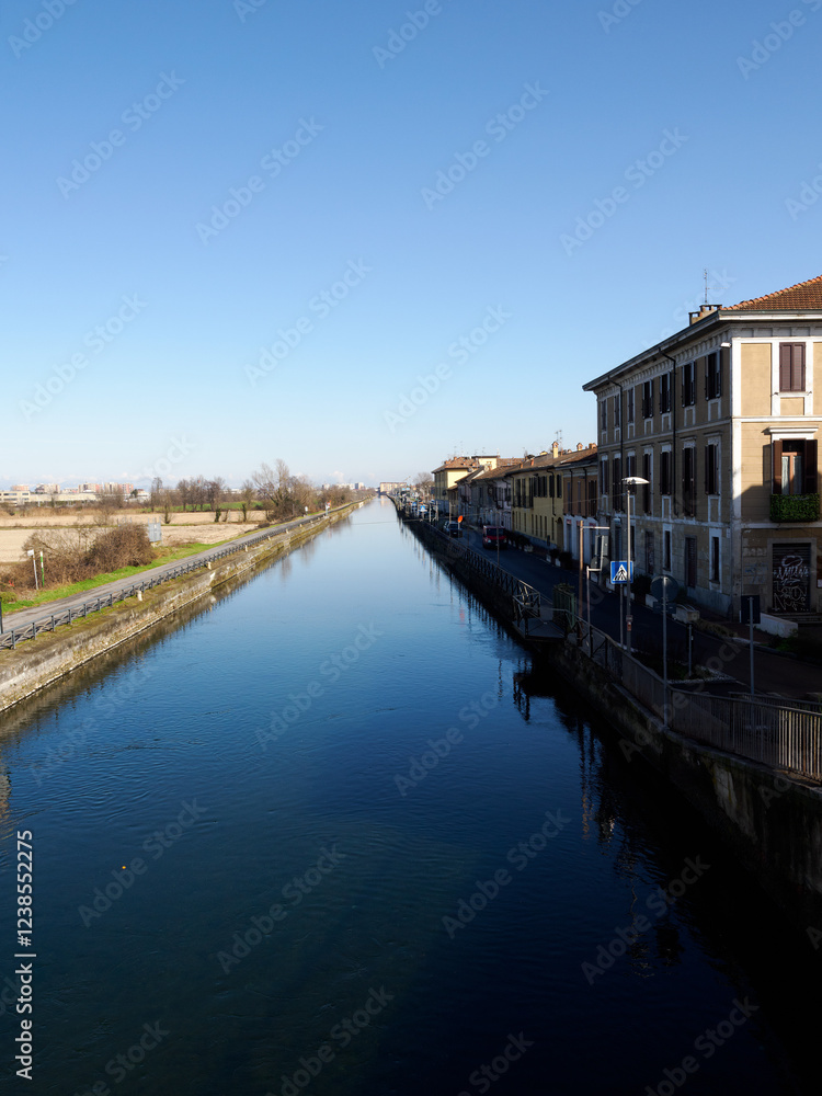 Obraz premium Gaggiano, historic town along the Naviglio Grande, Milan, Italy