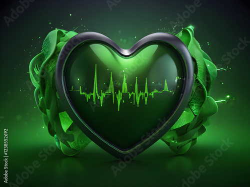 Digital Human Heart Anatomy Heart Health Finance Tech Monito, Two Hearts Beating as One.