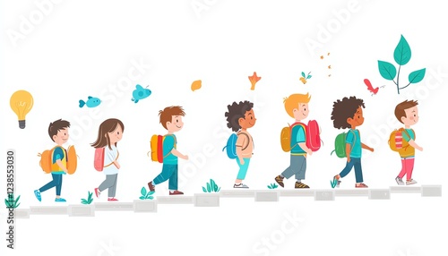 Visual representation of children s growth stages, highlighting key developmental milestones physical, emotional, academic achievements, and evolving social interactions