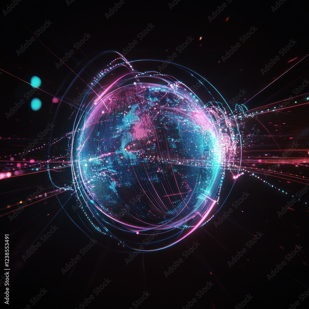 Fototapeta premium Global Network: A Futuristic Digital Earth Visualization