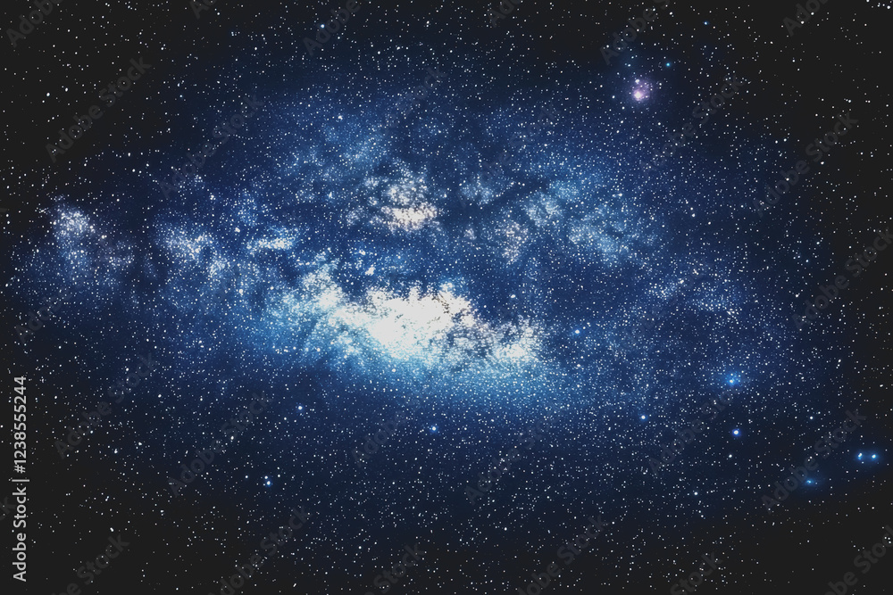 Fototapeta premium Blue galaxy with stars in a dark background showcasing cosmic beauty and vastness of the universe in an artistic representation of space