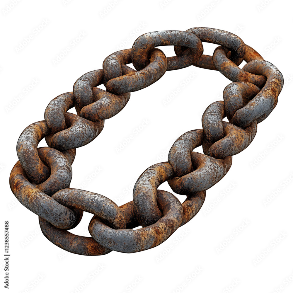 Fototapeta premium Rusty Metal Chain Links Aged Industrial Texture Strong Interlocking Detail Close up View