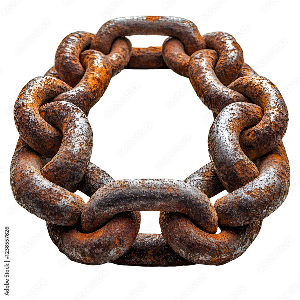 Fototapeta premium Heavily Rusted Metal Chain Links Forming a Circle Industrial Textured Vintage
