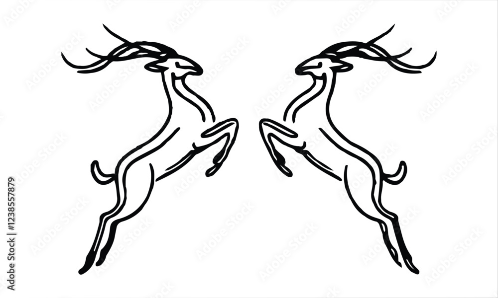 Black dear silhouette white background. big horns. Animal icon vector
Black dear silhouette white background. big horns. Animal icon vector
