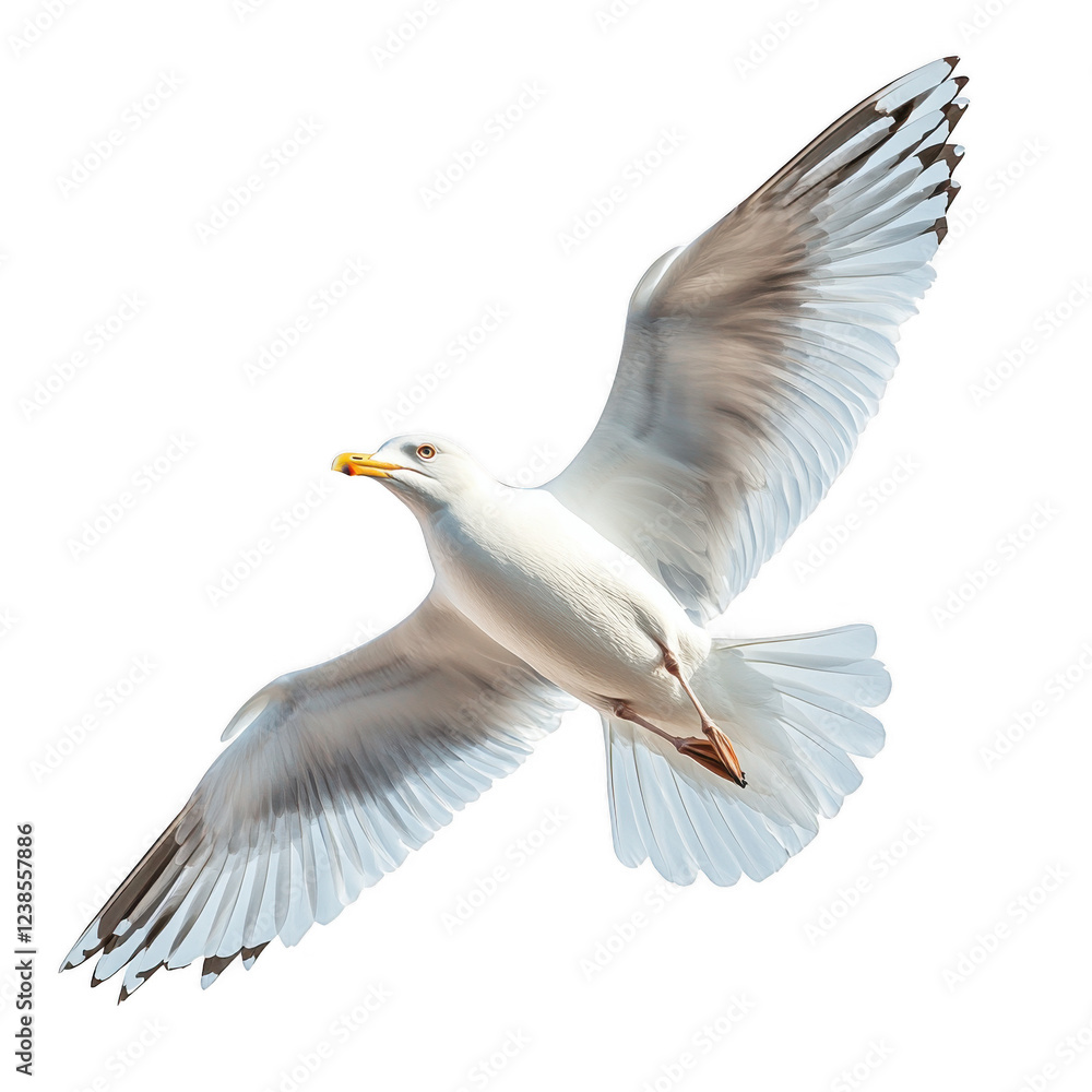 Fototapeta premium seagull in flight isolated on transparent background