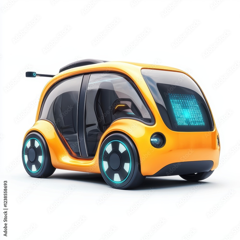 Autonomous self-driving car with futuristic sensors, isolated on white background Autonomous self-driving car with futuristic sensors, isolated on white background