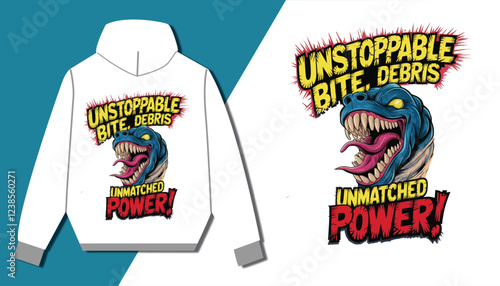Unstoppable Bite Power – Ferocious Monster Graphic Hoodie with Sharp Fangs, Intense Beast Artwork, Aggressive Streetwear Style, and Bold Urban Fashion for Fearless Statements