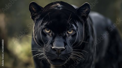 A majestic panther gazes intently at the camera, capturing nature s raw power and beauty photo