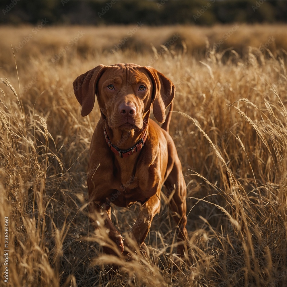 custom made wallpaper toronto digitalVizsla Hunting in Tall Grass. Dog in the field. 