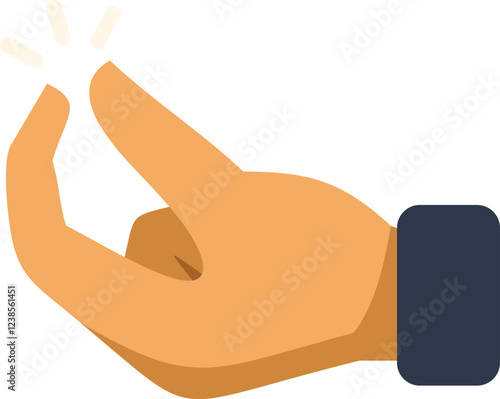 Cartoon hand snapping fingers creating spark, easy to edit vector illustration