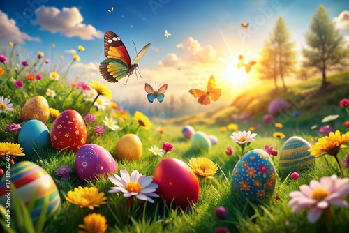 Colorful Easter Egg Painting Landscape: Fun Kids' Activity