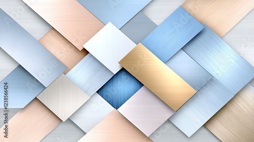 Wallpaper Mural Abstract Geometric Background Overlapping Brushed Metal Textures in Blue Gold and White Torontodigital.ca
