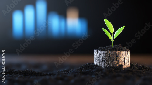 A city skyline emerging from a tree trunk photo