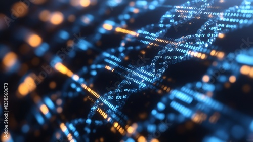 Digital DNA: Glowing Blue Genetic Code Abstract