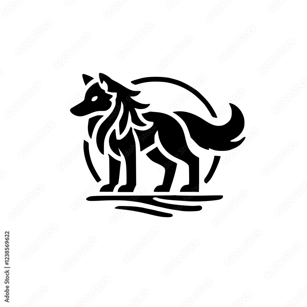 Fototapeta premium Majestic Wolf Silhouette: Night Nature, Mystical Canine Art