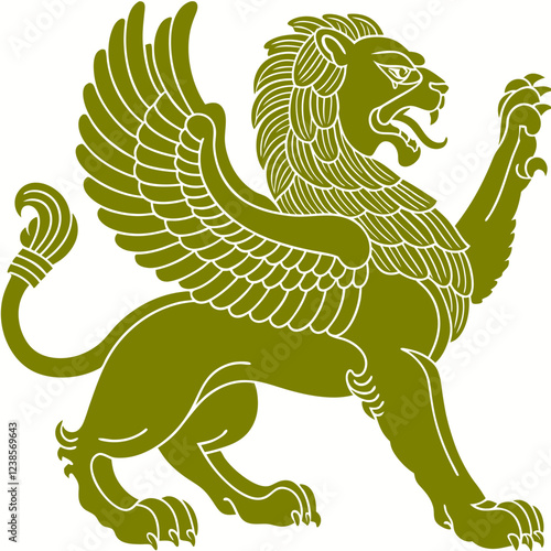 Griffin with Lion's Body and Eagle Wings, Symbolizing Power and Majesty