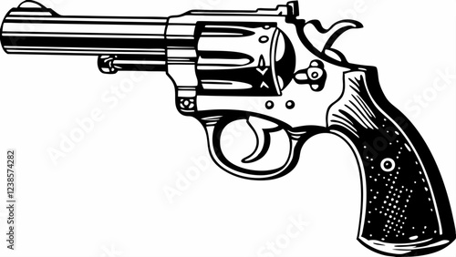 Detailed Revolver Handgun with Classic Design and Polished Finish