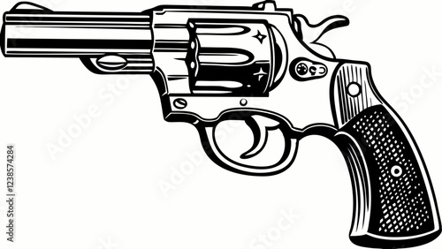 Detailed Revolver Handgun with Classic Design and Polished Finish