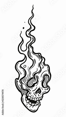Skull with Swirling Smoke, Mystical and Dark Art Illustration