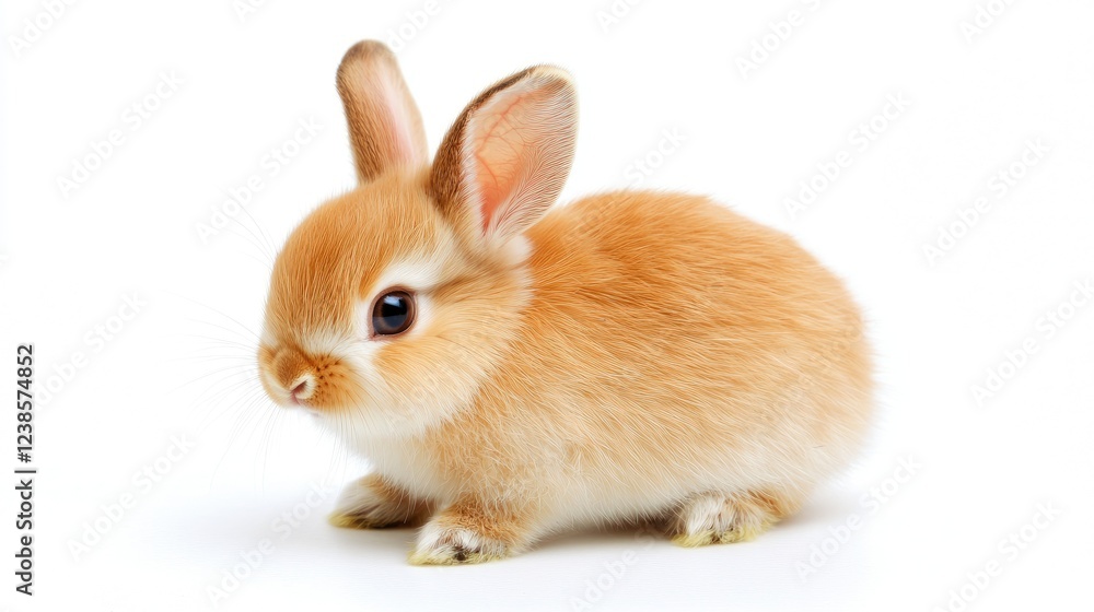 Fototapeta premium Playful young rabbit studio setting animal photography white background close-up adorable pet concept