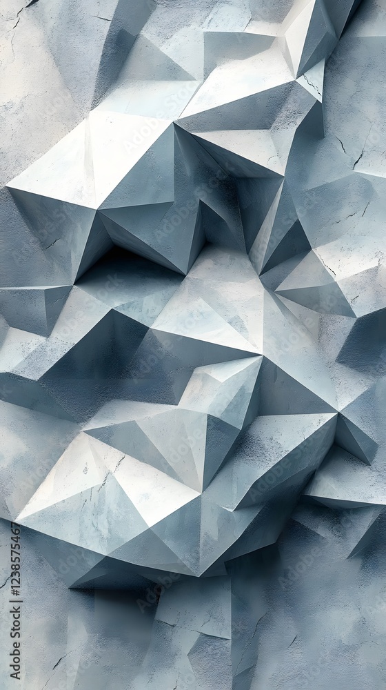 Fototapeta premium Abstract geometric texture. A textured, faceted surface in shades of gray.