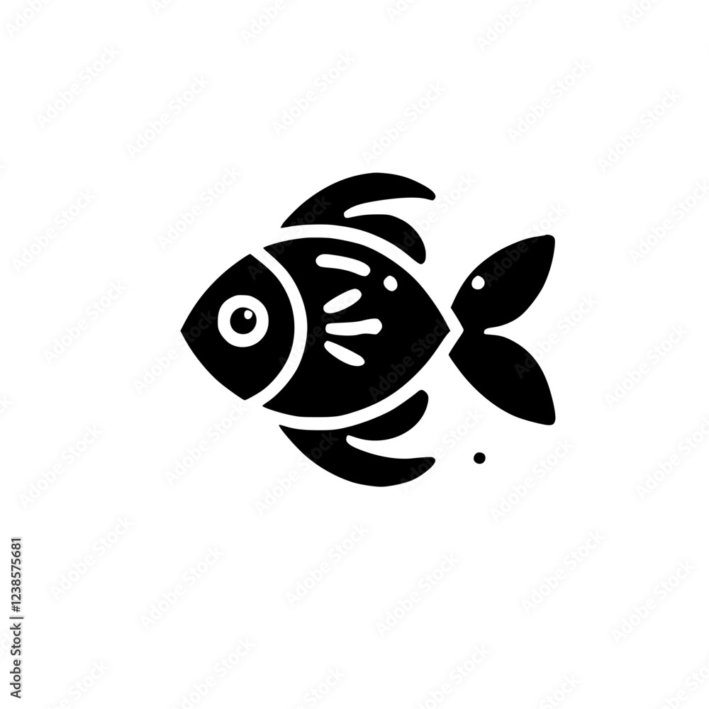 Obraz premium Black and White Fish Minimalist Illustration: Simple Aquatic Animal Graphic Design