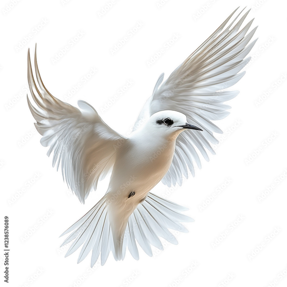 Obraz premium white arctic tern fly wings deployed isolated on transparent background