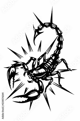 Dynamic Scorpion with Spikes and Explosive Energy, Aggressive and Powerful Stance