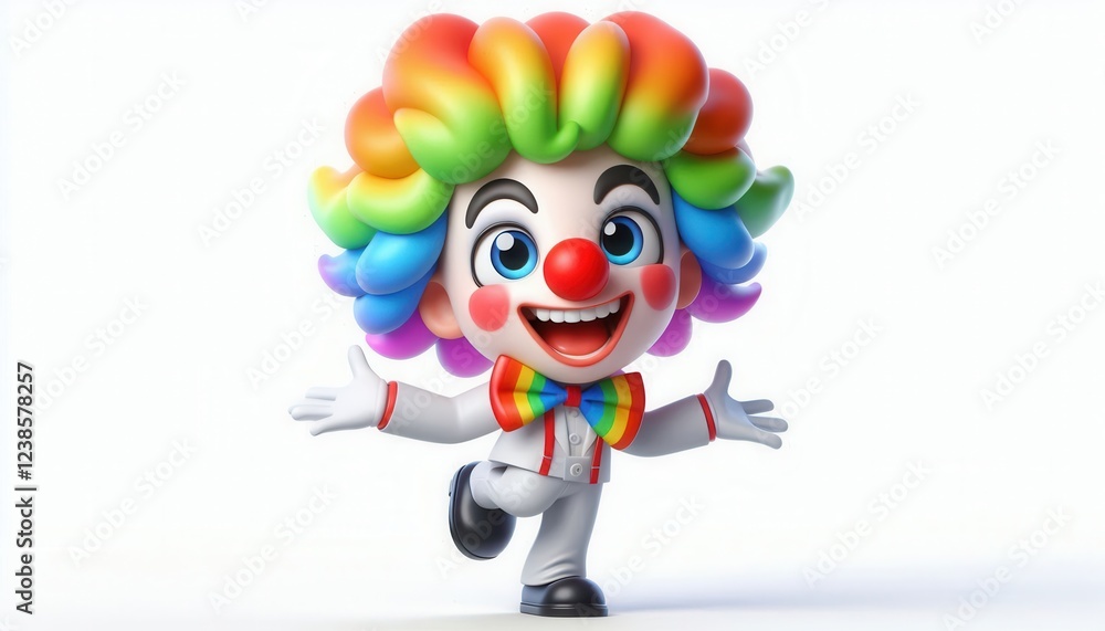 Joyful clown character performing at a carnival festival colorful and cheerful atmosphere Joyful clown character performing at a carnival festival colorful and cheerful atmosphere