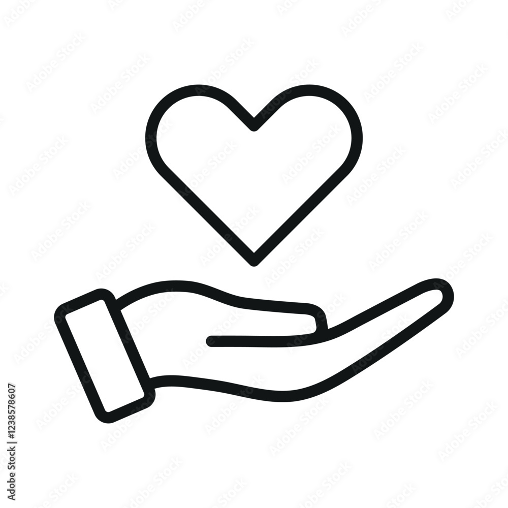 Hands holding heart linear icon. Love vector icon Hands holding heart linear icon. Love vector icon
