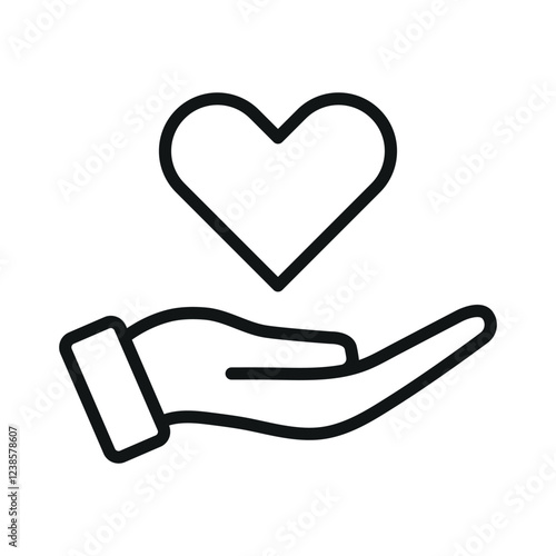 Hands holding heart linear icon. Love vector icon