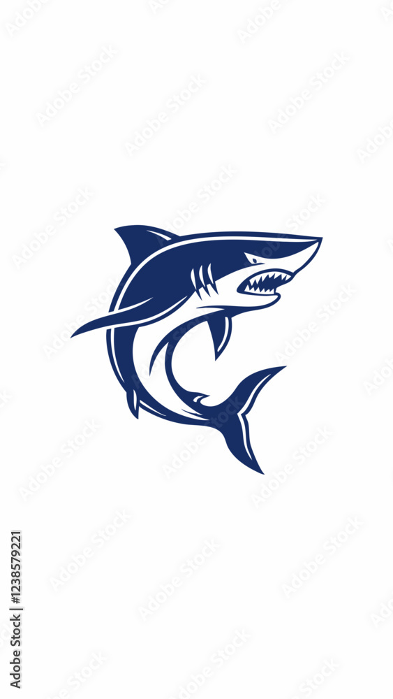 Obraz premium Bold Shark Illustration with Sharp Fin and Aggressive Expression