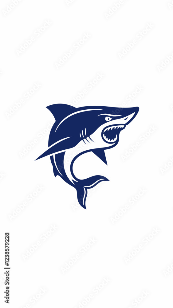 Obraz premium Bold Shark Illustration with Sharp Fin and Aggressive Expression
