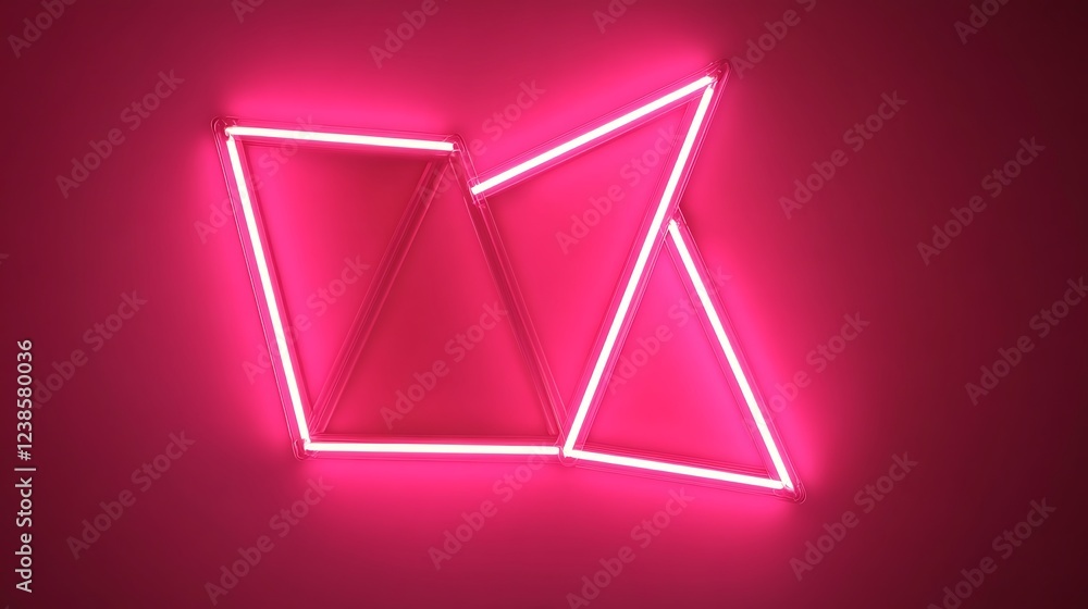 Naklejka premium Pink Neon Light Geometric Shapes Wall Art