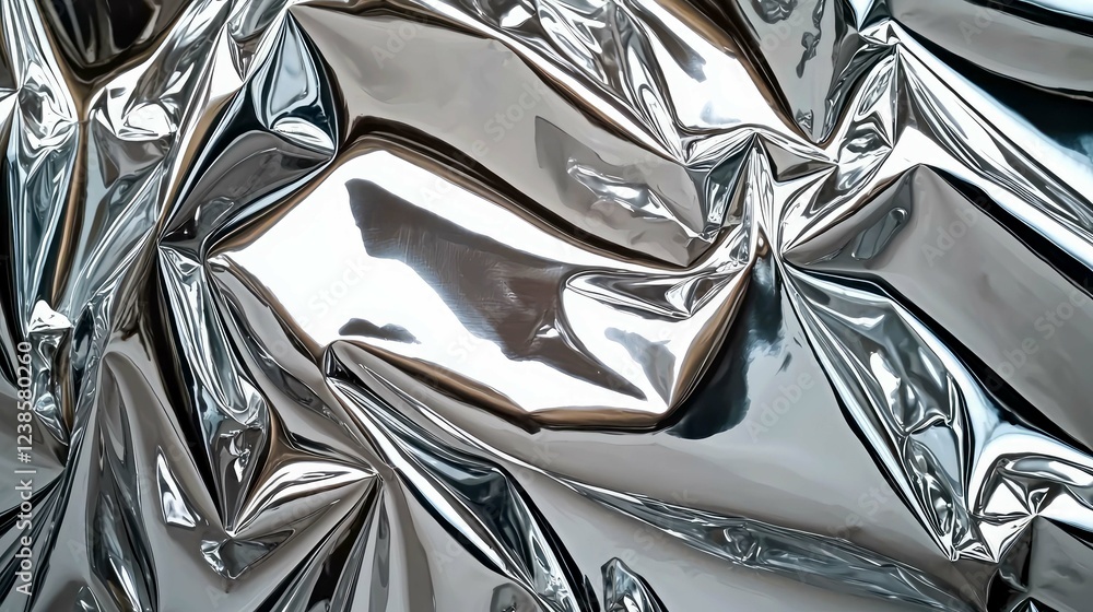 Abstract Silver Metallic Texture: Shiny Chrome Background, Reflective Metal Surface, Crumpled Foil Pattern for Modern Design Abstract Silver Metallic Texture: Shiny Chrome Background, Reflective Metal Surface, Crumpled Foil Pattern for Modern Design