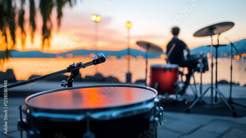 A lively jazz performance during the Montreux Jazz Festival in Switzerland, with scenic lake views