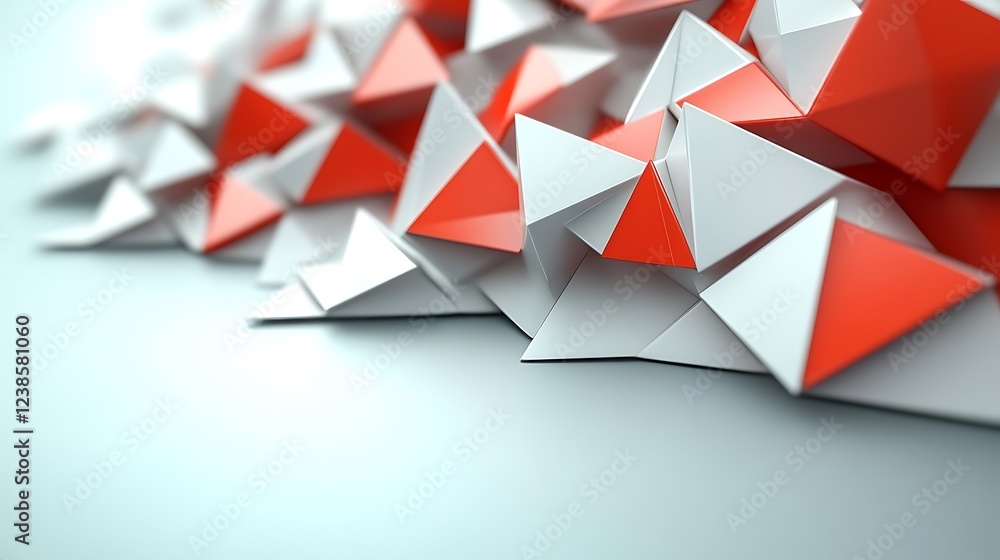 Fototapeta premium Abstract Red and White Triangular Geometric Structure
