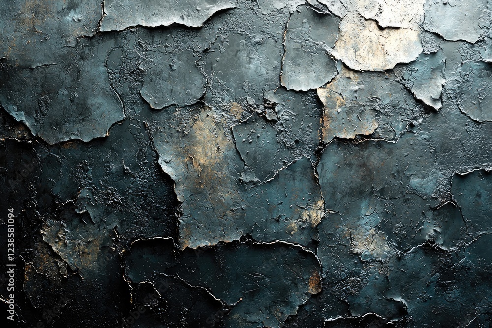 Obraz premium Dark Teal Cracked Paint Texture Background