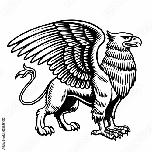 Wallpaper Mural Detailed Griffin Illustration with Majestic Wings, Sharp Talons, and Noble Stance Torontodigital.ca