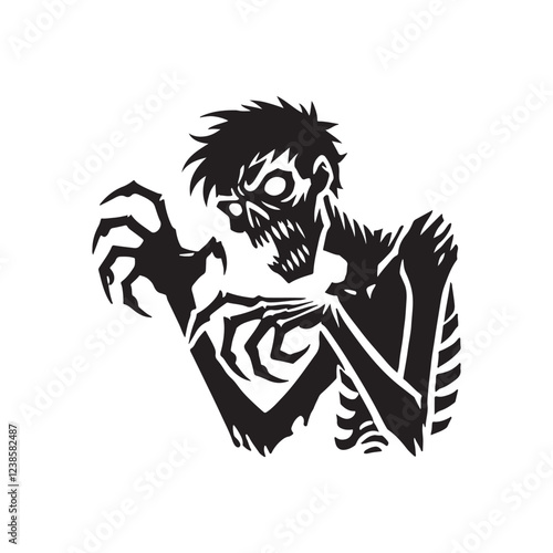 Zombie with sharp claws silhouette
