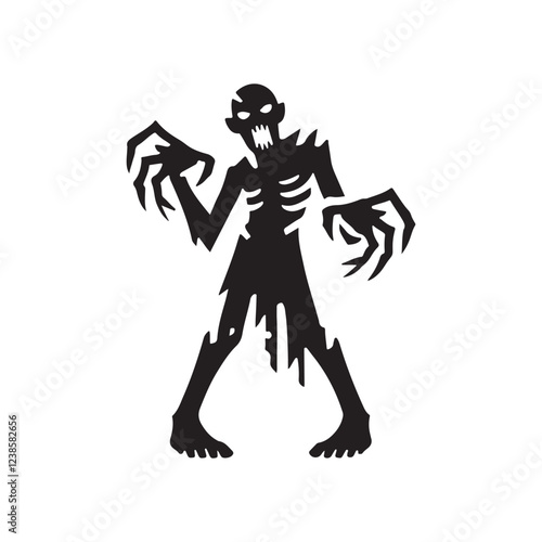 Zombie with sharp claws silhouette
