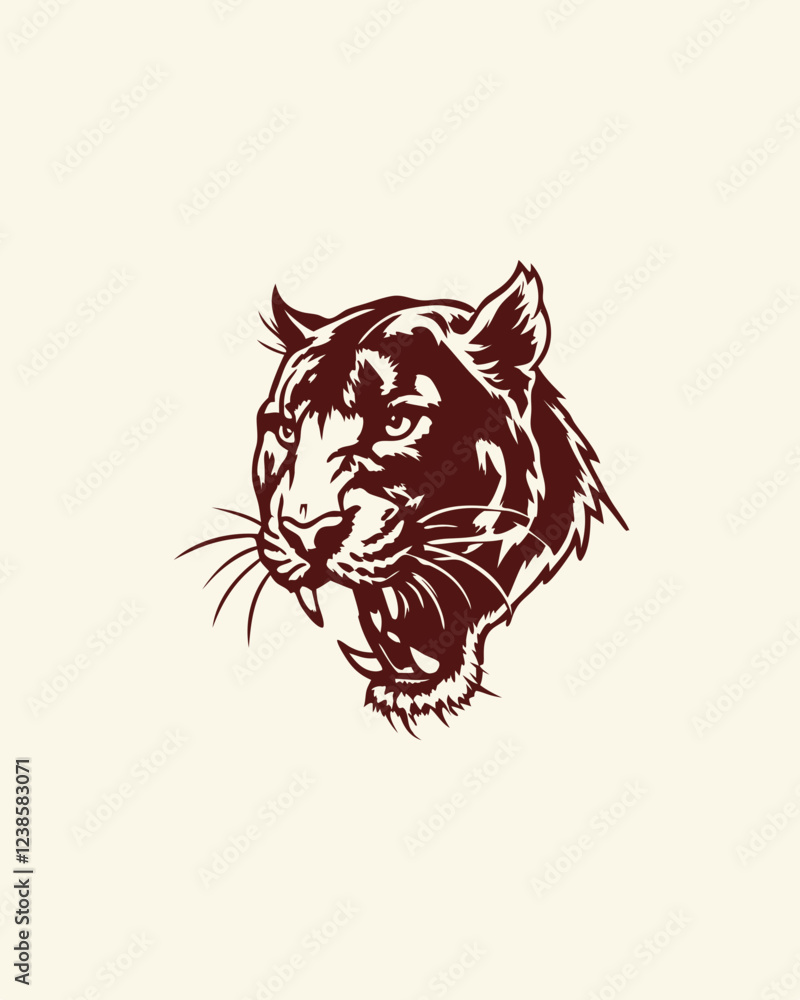 Obraz premium Fierce Tiger Head with Detailed Features and Powerful Expression