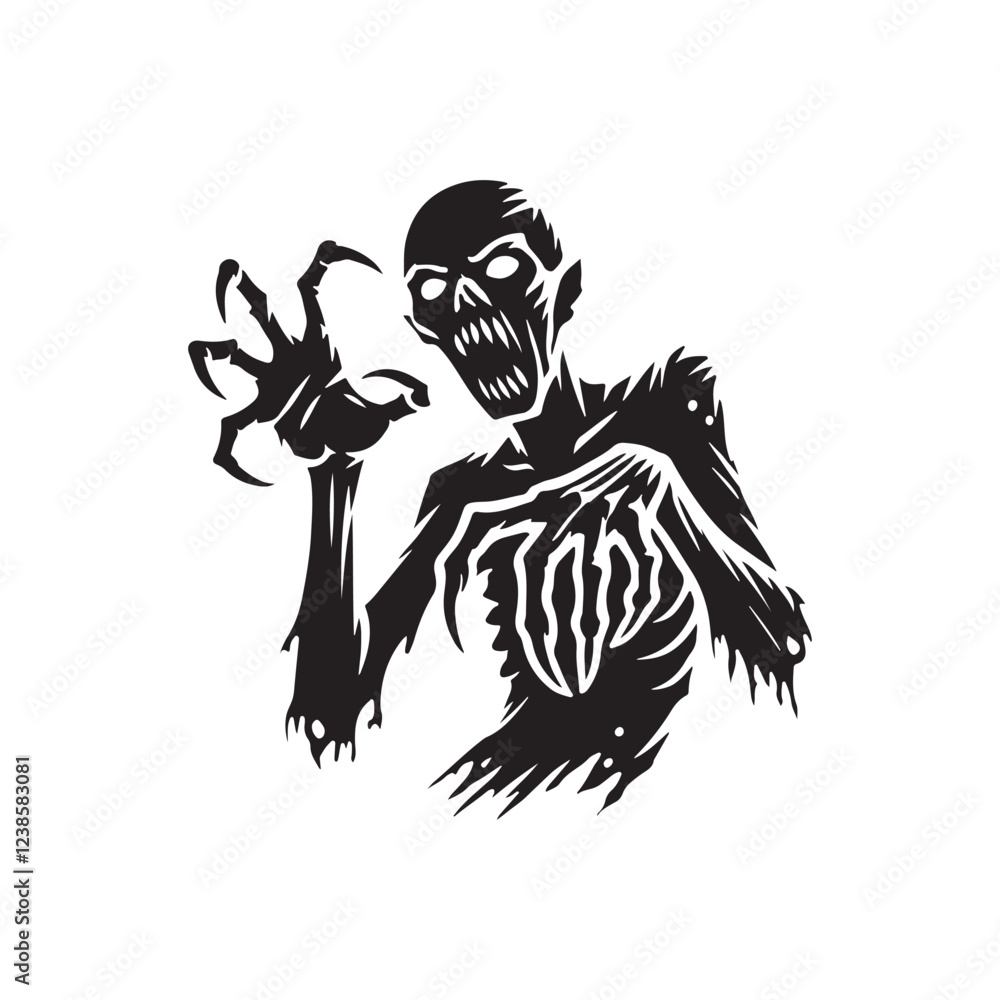 Zombie with sharp claws silhouette
Zombie with sharp claws silhouette