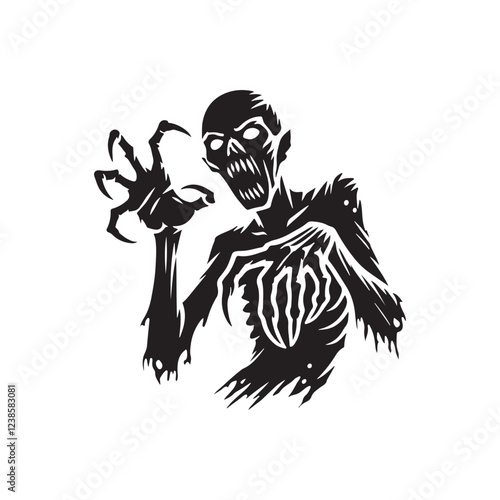 Zombie with sharp claws silhouette

